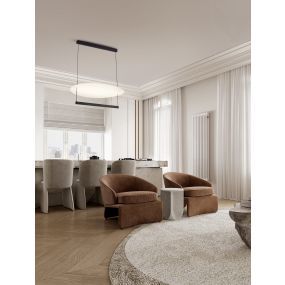 Nova Luce Diona - hanglamp - Ø 80 x 160 cm - 55W dimbare LED incl. - zandzwart en wit
