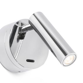 Faro Boc - wandverlichting met schakelaar - 8,5 x 11 x 17 cm - 3W LED incl. - glanzend chroom