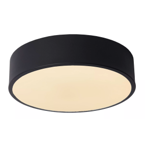 Lucide Unar - plafondverlichting - Ø 20 x 5 cm - 12W dimbare LED incl. -  3 stappen dimmer - zwart