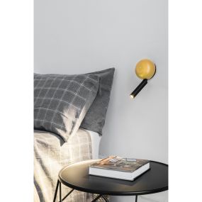 Faro Press - wandverlichting met schakelaar - 10,4 x 6,5 x 21,3 cm - 3W LED incl. - glanzend geel en zwart