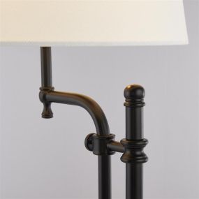 Searchlight Munich - tafellamp - 36 x 77 cm - zwart en natuurlijk linnen