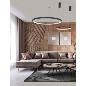 Nova Luce Preston - hanglamp - Ø 40 x 120 cm - 25W dimbare LED incl. - zand zwart
