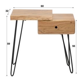 Vico Edge - nachtkastje - linkse versie - 60 x 32 x 59 cm - acaciahout