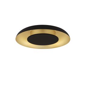Nova Luce Epos - plafondlamp - Ø 40 x 6 cm - 24W dimbare LED incl. - zandzwart en geborsteld goud