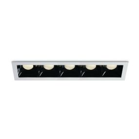 ONE Light Shop Square Boxes - inbouwspot - 250 x 62 mm, 240 x 57 mm inbouwmaat - 5 x 6,5W dimbare LED incl. - wit