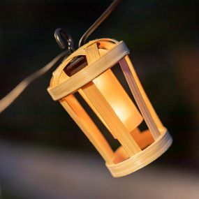 New Garden Hiama Garland Solar - lichtslinger op zonne-energie - 5 meter slinger - 10 LED-lampen incl. - IP44 - bamboe