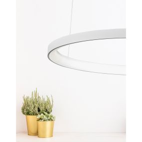 Nova Luce Pertino - hanglamp - Ø 78 x 150 cm - 60W dimbare LED incl. - zandwit