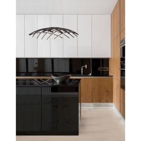 Nova Luce Gropius - hanglamp - Ø 81 x 150 cm - 83W dimbare LED incl. - zand zwart