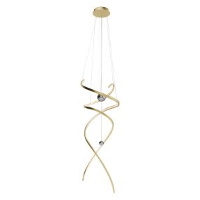 Maxlight Ritz - hanglamp - Ø 60 x 300 cm - 100W dimbare LED incl. - geborsteld goud