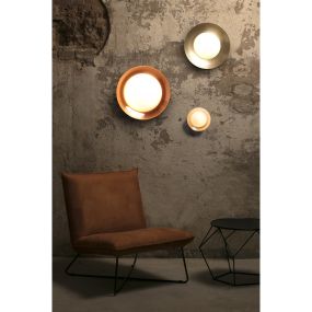Faro Side - wand/plafondverlichting - Ø 39 x 11 cm - 15W LED incl. - wit en nikkel