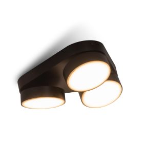 Lutec Stanos - opbouwspot 3L - slimme verlichting - Lutec Connect - 22 x 22 x 5,5 cm - 20,4W LED incl. - dimfunctie via app - 2700K-6500K - zwart