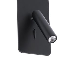 Faro Suau - wandverlichting met schakelaar - 9,5 x 17 cm - 3W LED incl. - mat zwart