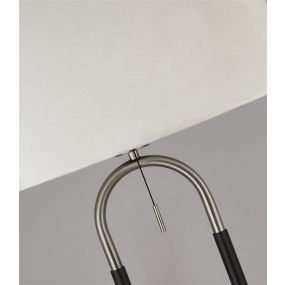 Searchlight Jazz - vloerlamp - Ø 45 x 161 cm - mat zwart, wit en satijn zilver