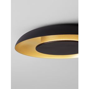 Nova Luce Epos - plafondlamp - Ø 40 x 6 cm - 24W dimbare LED incl. - zandzwart en geborsteld goud