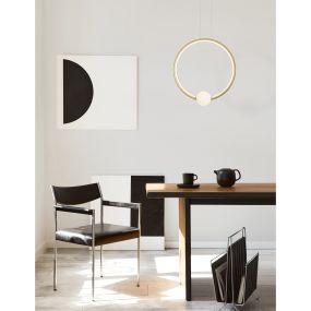 Nova Luce Celia - hanglamp met afstandsbediening - 43 x 10 x 120 cm - 25,6W dimbare LED incl. - satijn goud en opaal