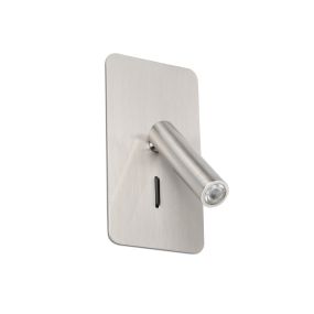 Faro Suau - wandverlichting met schakelaar - 9,5 x 17 cm - 3W LED incl. - satijn nikkel