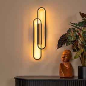 Lucide Thelma - wandlamp - 16,5 x 8,7 x 75 cm - 33W dimbare LED incl. - zwart