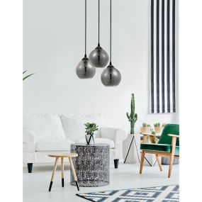 Nova Luce Adelina - hanglamp - Ø 30 x 120 cm - gerookt glas