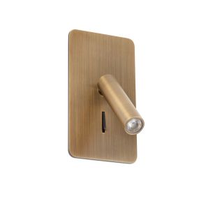 Faro Suau - wandverlichting met schakelaar - 9,5 x 17 cm - 3W LED incl. - brons