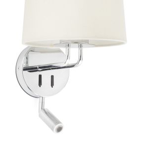 Faro Montreal - wandverlichting met schakelaar - 21,5 x 19 x 39 cm - 3W LED incl. - beige en chroom