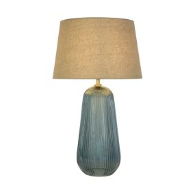Searchlight Cameo - tafellamp - Ø 32 x 54 cm - blauw en beige