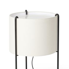 Faro Drum - tafellamp - Ø 30 x 43 cm - zwart en beige