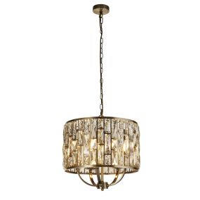 Searchlight Bijou - hanglamp - Ø 44 x 150 cm - antiek messing en champagne
