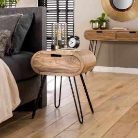 Vico Barrel - nachtkastje - 50 x 35  60 cm - mangohout