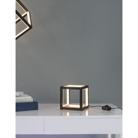 Nova Luce Gabbia - tafellamp - 16 x 16 x 16 cm - 20 dimbare LED incl. - zand zwart