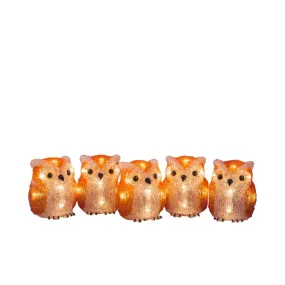 Konstsmide kerstverlichting - 5 decoratieve uiltjes - 10 x 7,5 x 500 cm - IP44 - bruin