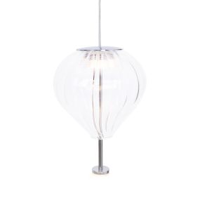 Maxlight Palloncini - hanglamp - Ø 12 x 180 cm - 2 x 3W LED incl. - wit, chroom en transparant