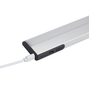 Integral LED kastverlichting met sensor - 1,4 x 4,5 x 26,1 cm -  1,4W dimbare LED incl. - wave-dimfunctie  - oplaadbare batterij 5V - aluminium