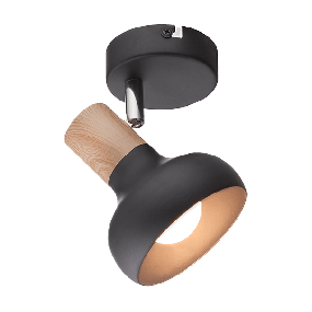 Elmark Addy - opbouwspot - Ø 8 x 15 cm - zwart en hout