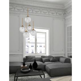 Nova Luce Mirano - hanglamp - Ø 42 x 180 cm - messing goud en transparant