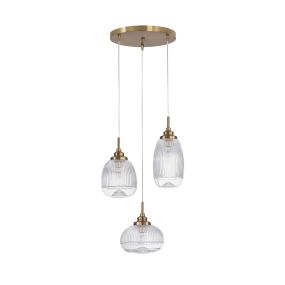 Nova Luce Mond - hanglamp - Ø 49 x 120 cm - satijn goud en transparant