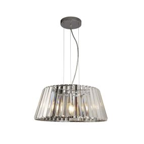 Searchlight Tiara - hanglamp - Ø 47 x 150 cm - chroom en transparant