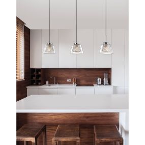 Nova Luce Boccale - hanglamp - 65 x 10 x 120 cm - 3 x 33W halogeen incl. - chroom en transparant