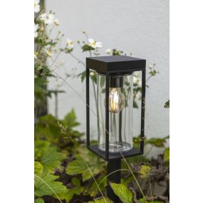 Lutec Flair - tuinpaal op zonne-energie - 12 x 12 x 76 cm - 2W LED incl. - IP44 - zwart