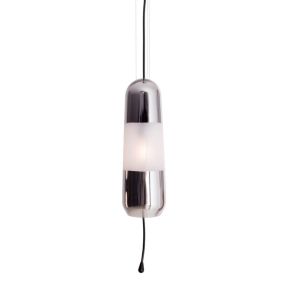 Maxlight Mauri - hanglamp - Ø 12,5 x 180 cm - zwart en gerookt glas