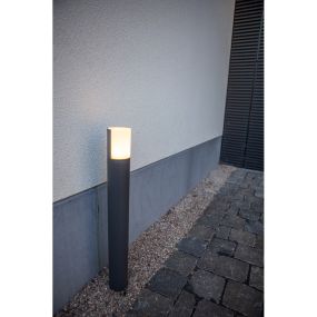 Lutec Cyra - tuinpaal - Ø 7,8 x 65 cm - 8W LED incl. - IP54 - donkergrijs
