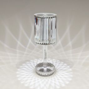 ONE Light Crystal Effect - oplaadbare tafellamp - Ø 8,6 x 24,8 cm - 3 stappen dimbaar - 1,2W LED incl. - IP54 - transparant