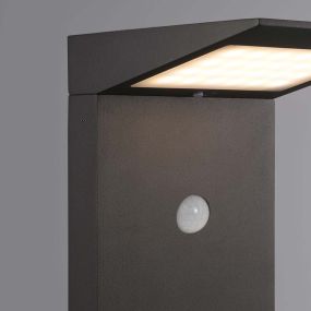 Faro Soleil - tuinpaal op zonne-energie met bewegingsmelder - 16,5 x 14 x 51 cm - 2W LED incl. - IP54 - donkergrijs