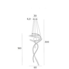 Maxlight Ritz - hanglamp - Ø 60 x 300 cm - 100W dimbare LED incl. - chroom