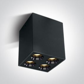 ONE Light Dark Light Ceiling Lights - opbouwspot 4L - 6,6 x 6,6 x 8,3 cm - 10W LED incl. - zwart