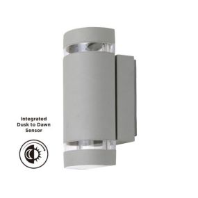 Lutec Focus - buiten wandverlichting met dag/nacht sensor - 10,9 x 11 x 23,5 cm - IP44 - grijs