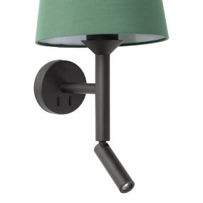 Faro Savoy - wandverlichting met schakelaar - 23 x 26,5 x 49,9 cm - 3W LED incl. - groen en zwart