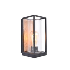 Lutec Flair - buiten wandverlichting - 12 x 13,9 x 26 cm - IP44 - zwart en bruin