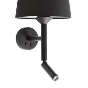 Faro Savoy - wandverlichting met schakelaar - 23 x 26,5 x 49,9 cm - 3W LED incl. - mat zwart