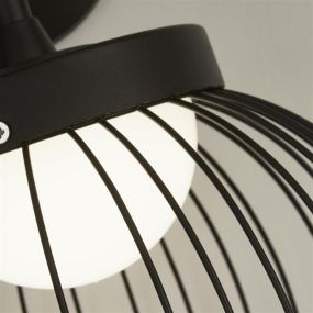Searchlight Cabin - buiten wandlamp - 26 x 39 cm - 18W LED incl. - IP44 - zwart en opaal