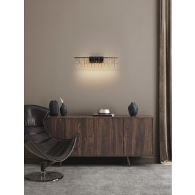 Nova Luce Stellar - wandlamp - 67 x 20 x 10 cm - 11W dimbare LED incl. - zwart chroom